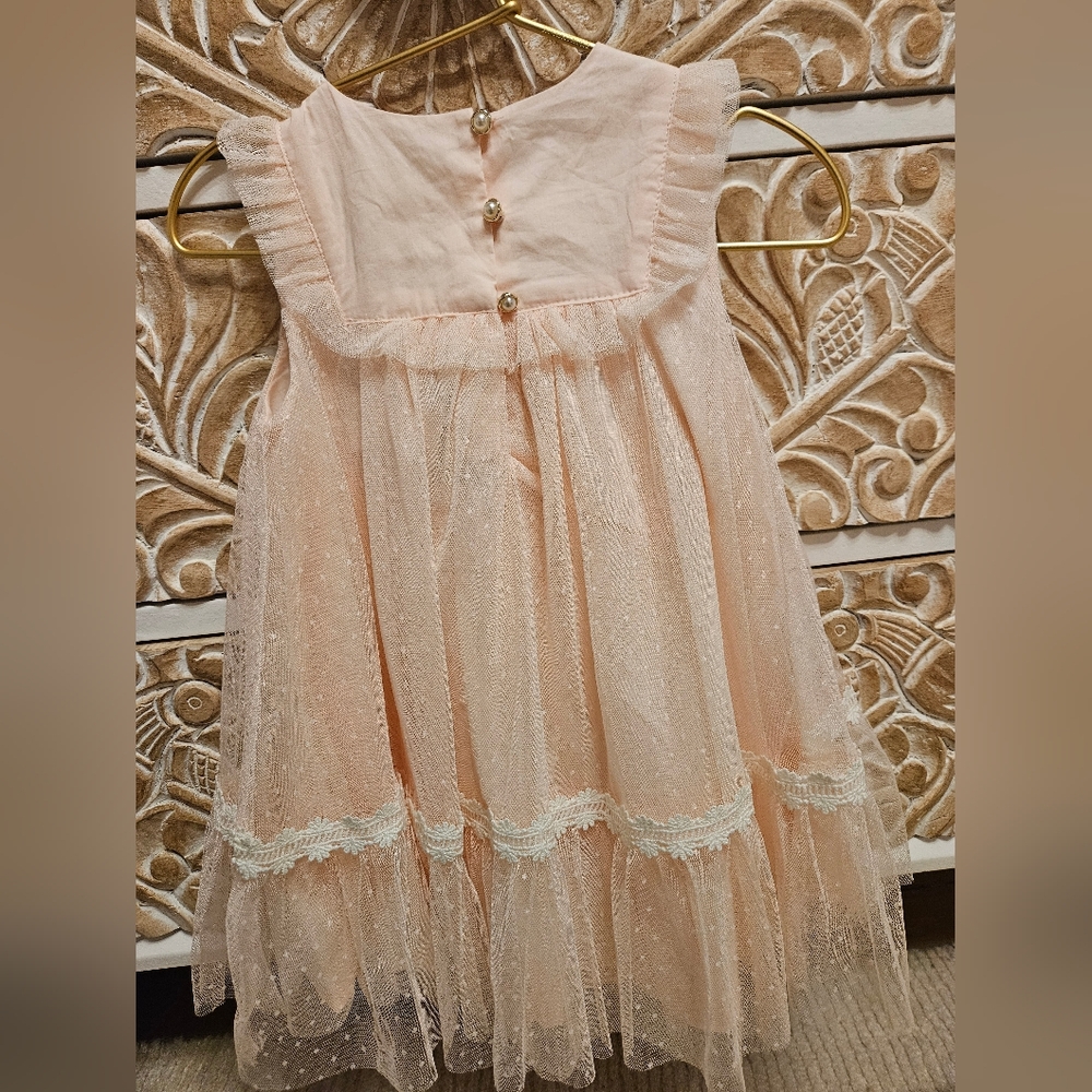 Tahari Pastel Pink Embroidered Floral EASTER Dress - Picture 3 of 3